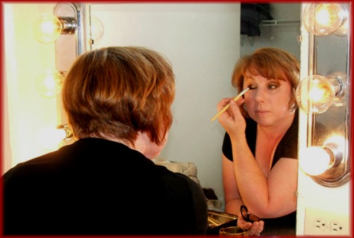 at the make up mirror